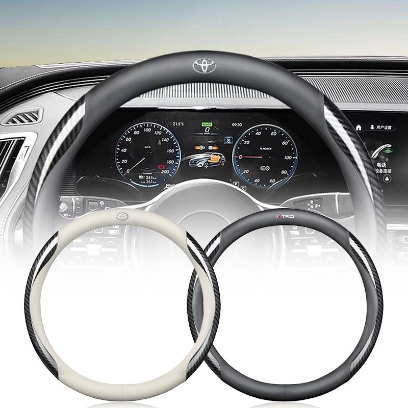 Car Suede Carbon Fiber Leather Steering Wheel Cover Non-slip for Toyota GR TRD C-hr Prado Rav4 Yaris Hilux Prius Avensis Corolla Camry