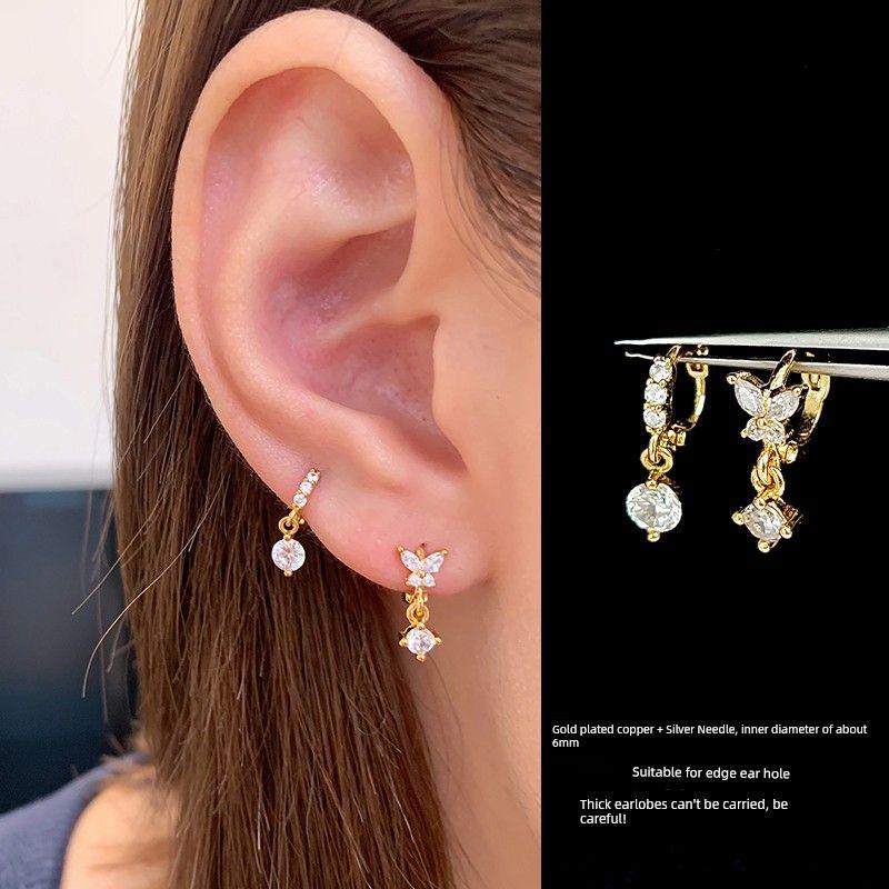 

Ringring Store Double Ear Piercings Butterfly Studs Pendant Eardrop Earring Eardrops Eardrops High Ear Bone Stud Eardrops Gold Double Ear Pendant 6mm Ear Ring