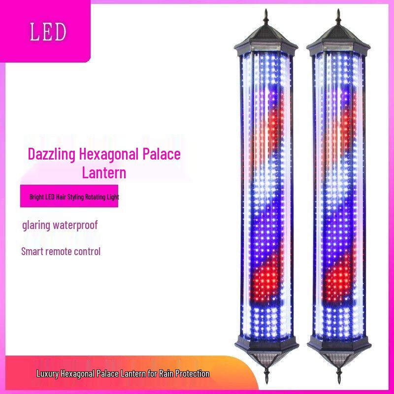 Retro LED frisörstolpe Roterande skyltlampa