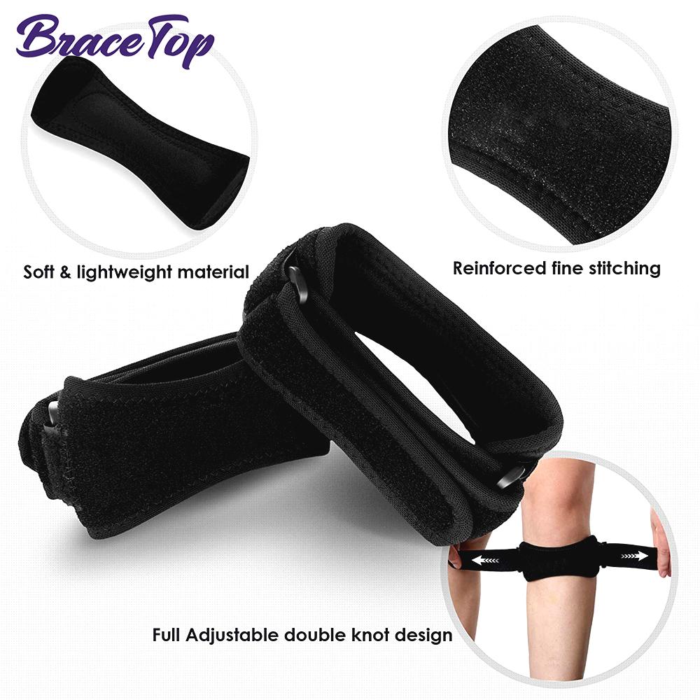 1 Pair Patella Kneecap Band Adjustable Silica Gel Knee Tendon Straps Protector Knee Pads Running Sports Cycling Gym Knee Support