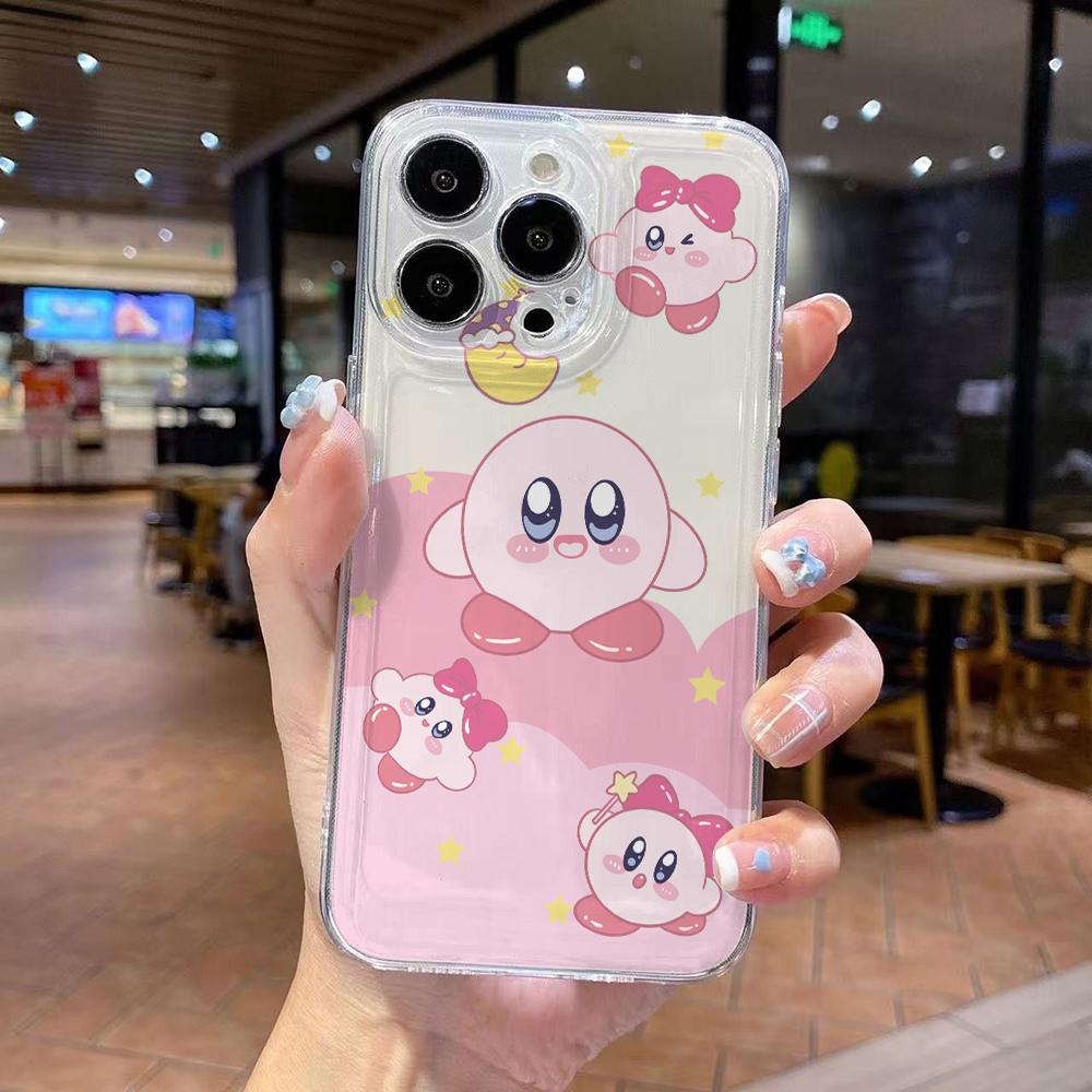 

Pink K-Kirbys Phone Case for iPhone 17 Air 16 15 14 Plus 13 12 11 Pro Max X Xs XR 8 e Soft TPU Transparent Cover iPhone 12