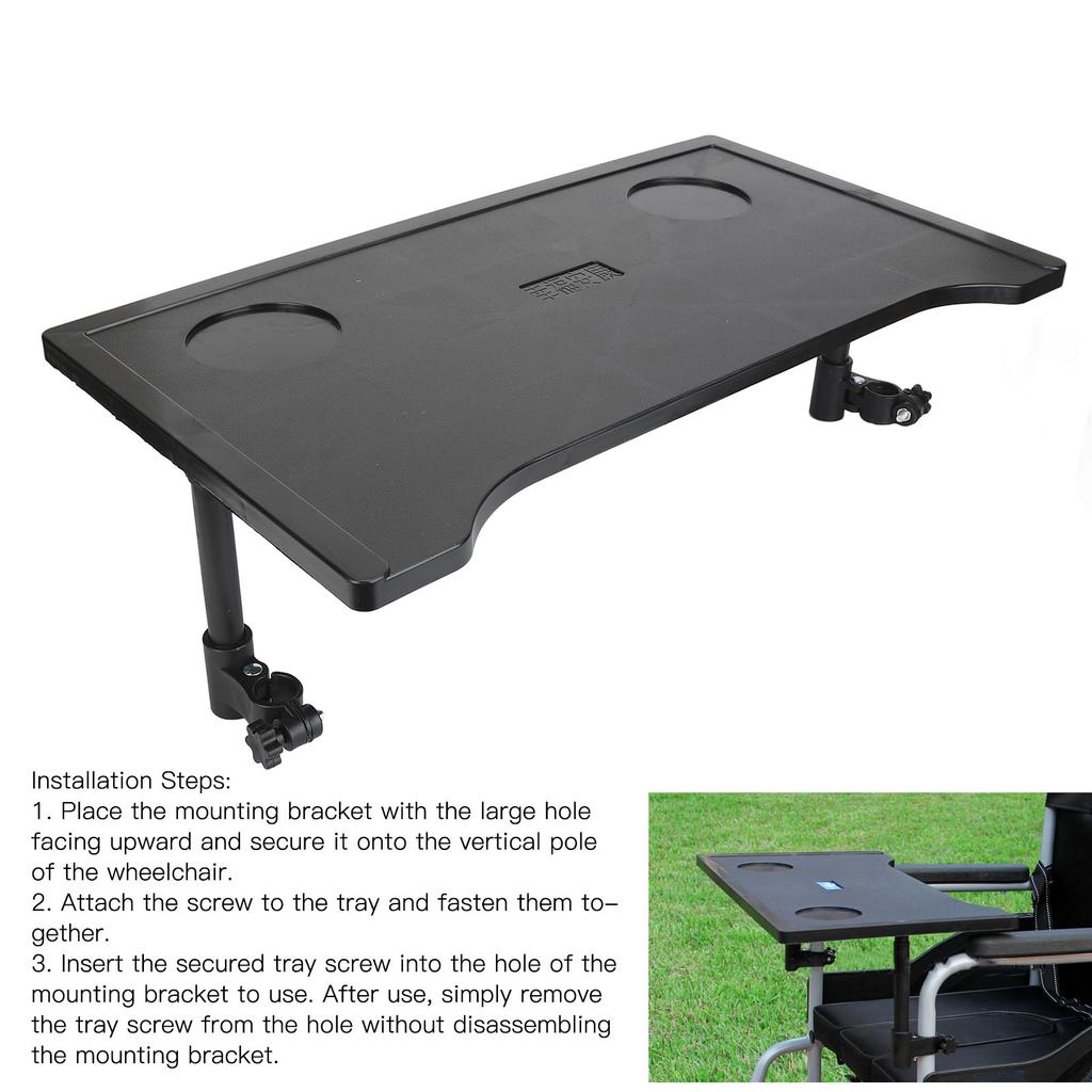 Wheelchair Tray Table Universal Fit Cup Holders Portable Wheelchair Dining Table Board Lightweight Easy Install For Resting