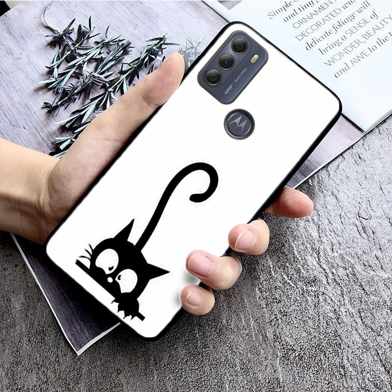 Black Cat Phone Case for Motorola Moto E32 E20 E40 G22 G52 G20 G30 G100 G60 G50 G10 GPure GStylus G9 One Action Macro