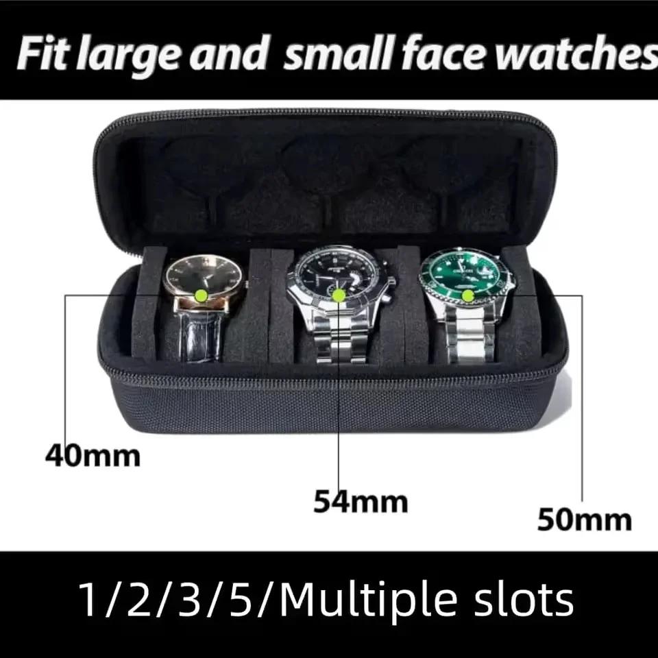 Portable Watch Travel Case, Storage Box Organizer with Sponge Insert for Apple Watch Huawei Samsung Smartwatch Multi Slot Holder