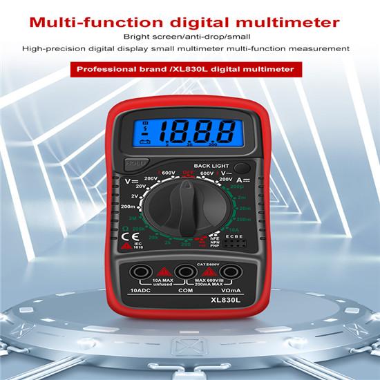 XL830L Multimetru digital portabil LCD Iluminare din spate Ampermetru portabil AC/DC Voltmetru Ohm Tester de tensiune Contor Multimetro