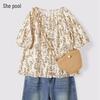 Women's Round Neck Heart Print Cotton Blouse
