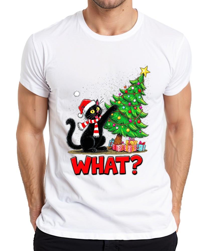 What Black Cat Christmas Funny Xmas Tree Gifts Unisexs Tshirt
