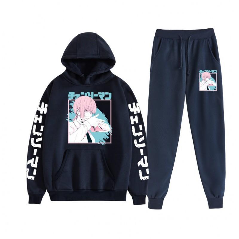 Chainsaw Man Couples Hoodie Sweatpants Set Long Sleeve Casual Outfit Men Women