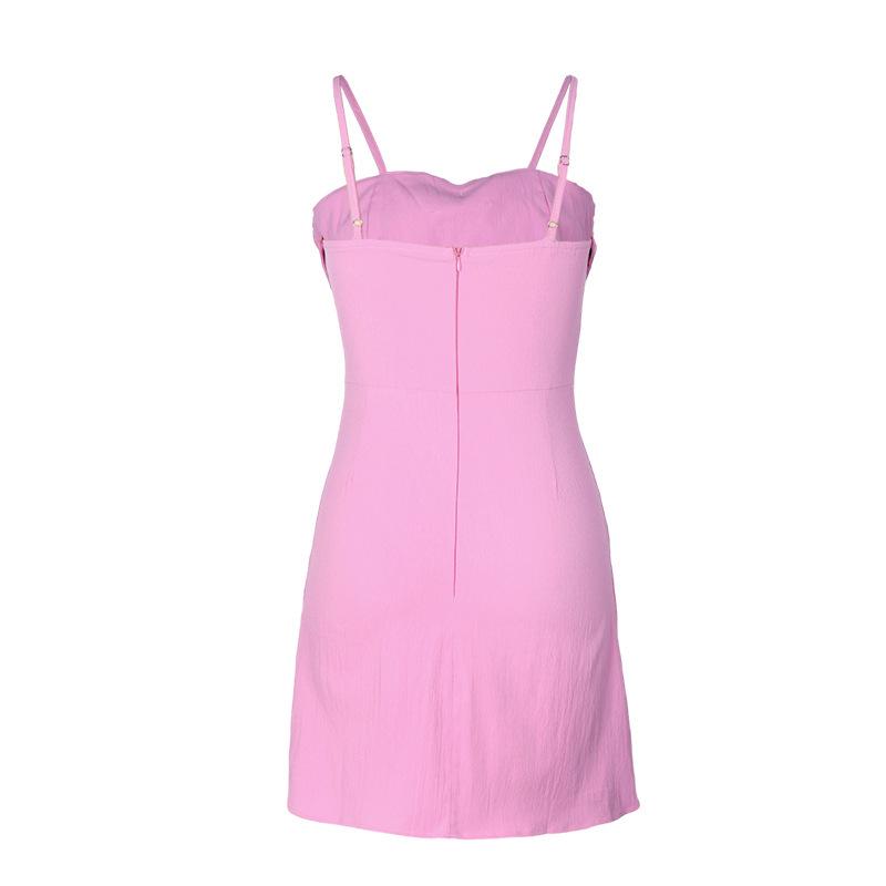 2026 Valentine's Day Pink Backless Bow Spaghetti Strap Dress for Women
