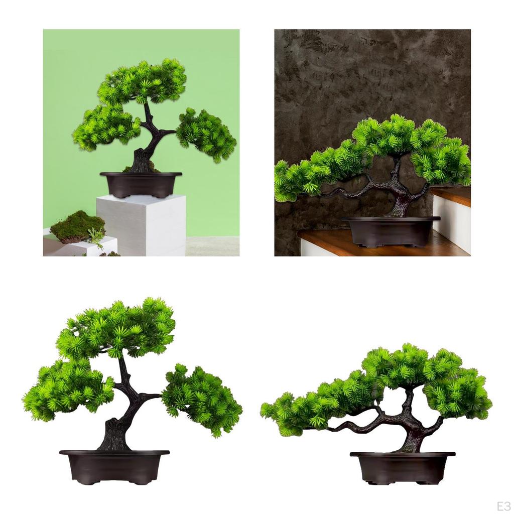 Künstlicher Bonsai-Baum Grüner Übertopf Kleine Pflanzen Deko Pflanze Indoor für Tisch