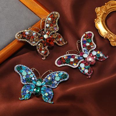 Vintage Luxus Weiblich Männlich Kristall Schmetterling Übertrieben Brosche Wunderschöne Strass Insekt Abzeichen