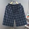 Men's Plaid Casual Shorts, Elastic Waist Drawstring Summer Beach Shorts (L-5XL)