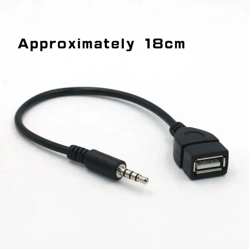 3.5mm Car AUX Audio Cable To USB Audio Cable Car Electronics for Play Music Black Car Audio Cable USB Headphone Converter