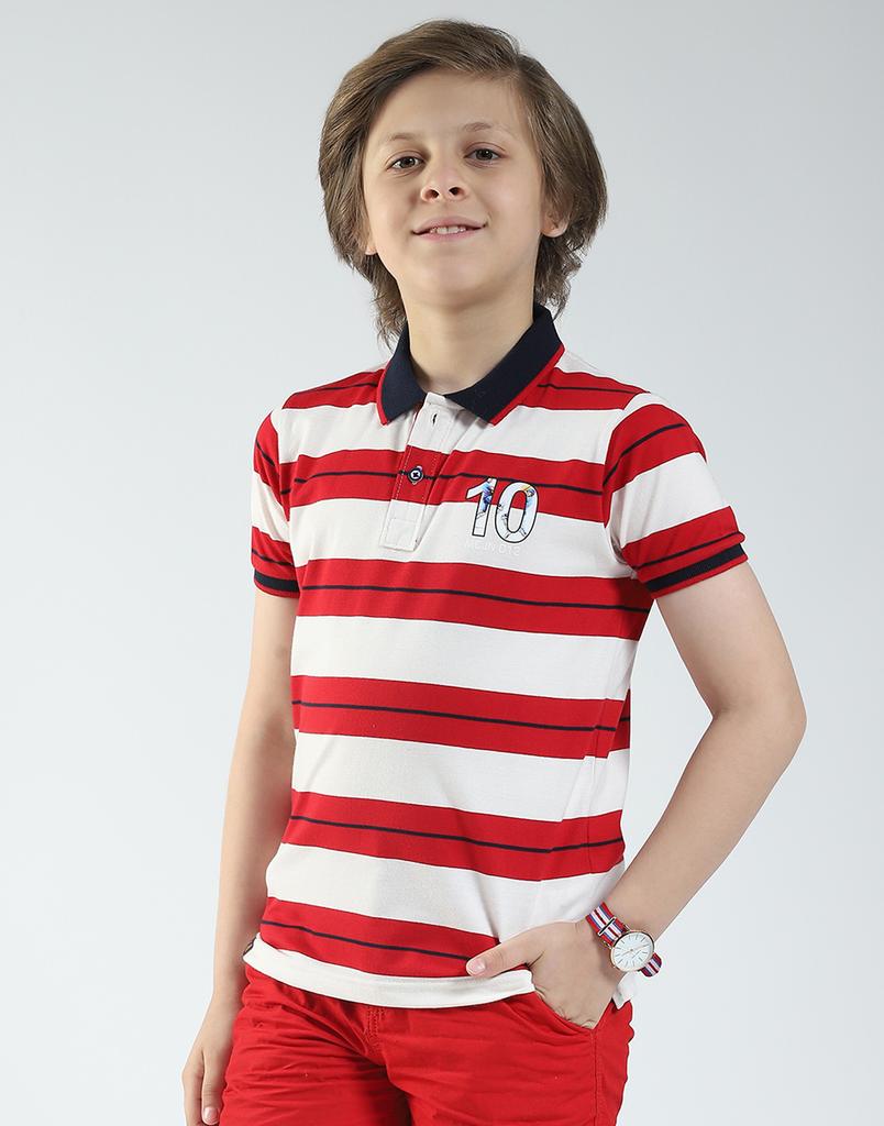 Monte Carlo Boys Striped Collar Neck T-Shirt