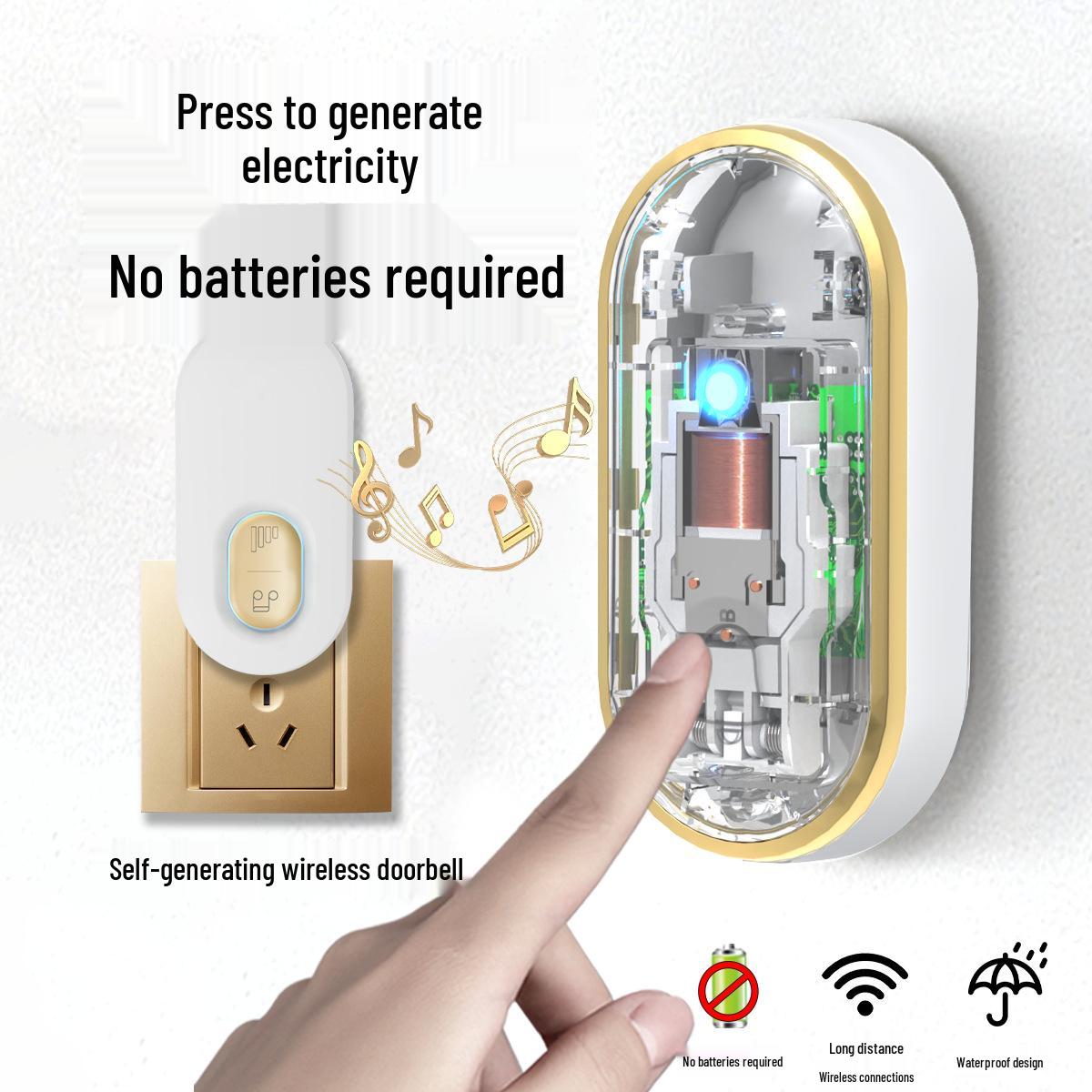 Boying C323 Wireless Self-Powered Doorbell: Smart, Waterproof, Music & Flashing Alert No