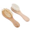 Baby Wooden Hair Brush and Comb Set Goat Hair   for Newborns Toddlers Daily Care