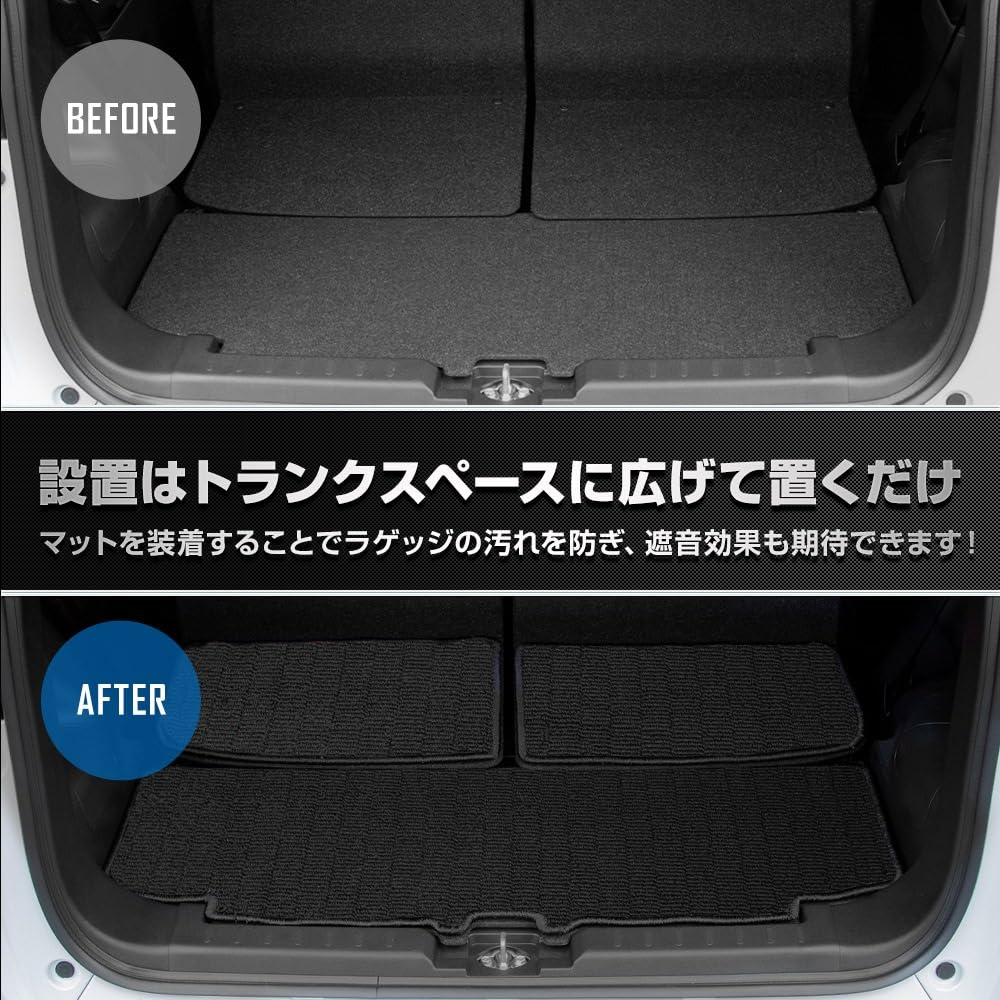 Daihatsu New Stella Dedicated Trunk Mat Luggage Cover Custom Genuine Check S YOURS, Move/Subaru [Plain Black/Emerald Green] Mat, Waterproof,