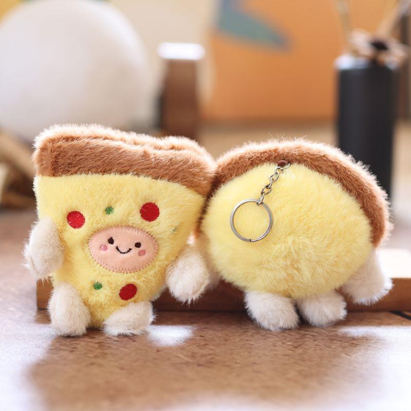 Pizza Cartoon Cute Sandwich With Smiling Expression Plush Toy Keychain Pendant