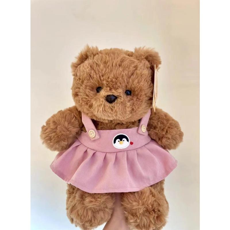 

Cute Dole Bear Strap Skirt Doll Plush Toy Cartoon Clothes Bear Accompaniment Doll Gifts for Children 30cm