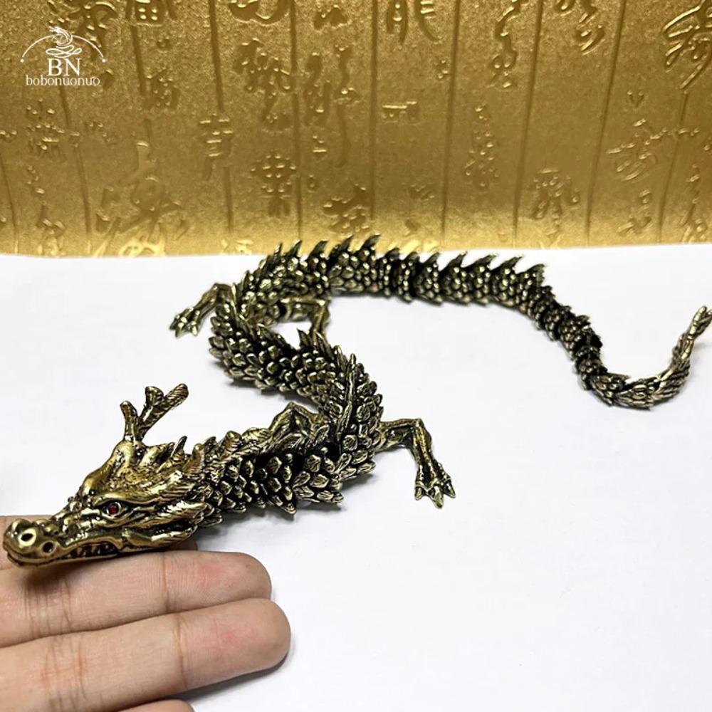 Red eyes 330g 3D Dragon Statue Ornament Moveable Body Joints Exhibition Hall Advanced Decoration Zodiac Animal Brass Crafts