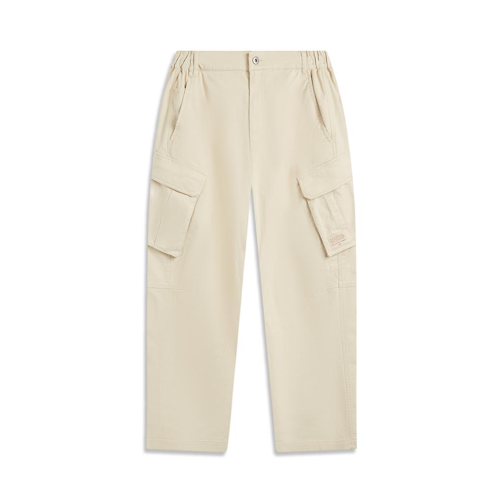 Li Ning Sports Lifestyle Series American Retro Fashion Versatile Solid Color Early Spring Mid Waist Straight Leg Cargo Pants Men Bottoms AKXV133-1