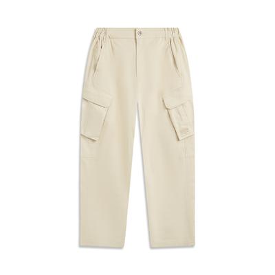 Li Ning Serie Estilo de Vida Deportivo Moda Retro Americana Versátil Color Sólido Principios de Primavera Cintura Media Pierna Recta Pantalones Cargo Hombre Parte Inferior AKXV133-1