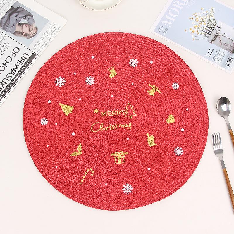 Christmas Decorat, European Minimalist, Woven Decorative Mat, Circular Insulation Mat, Table Mat, Home Living Room Hotel Dining Mat, Western Food Mat
