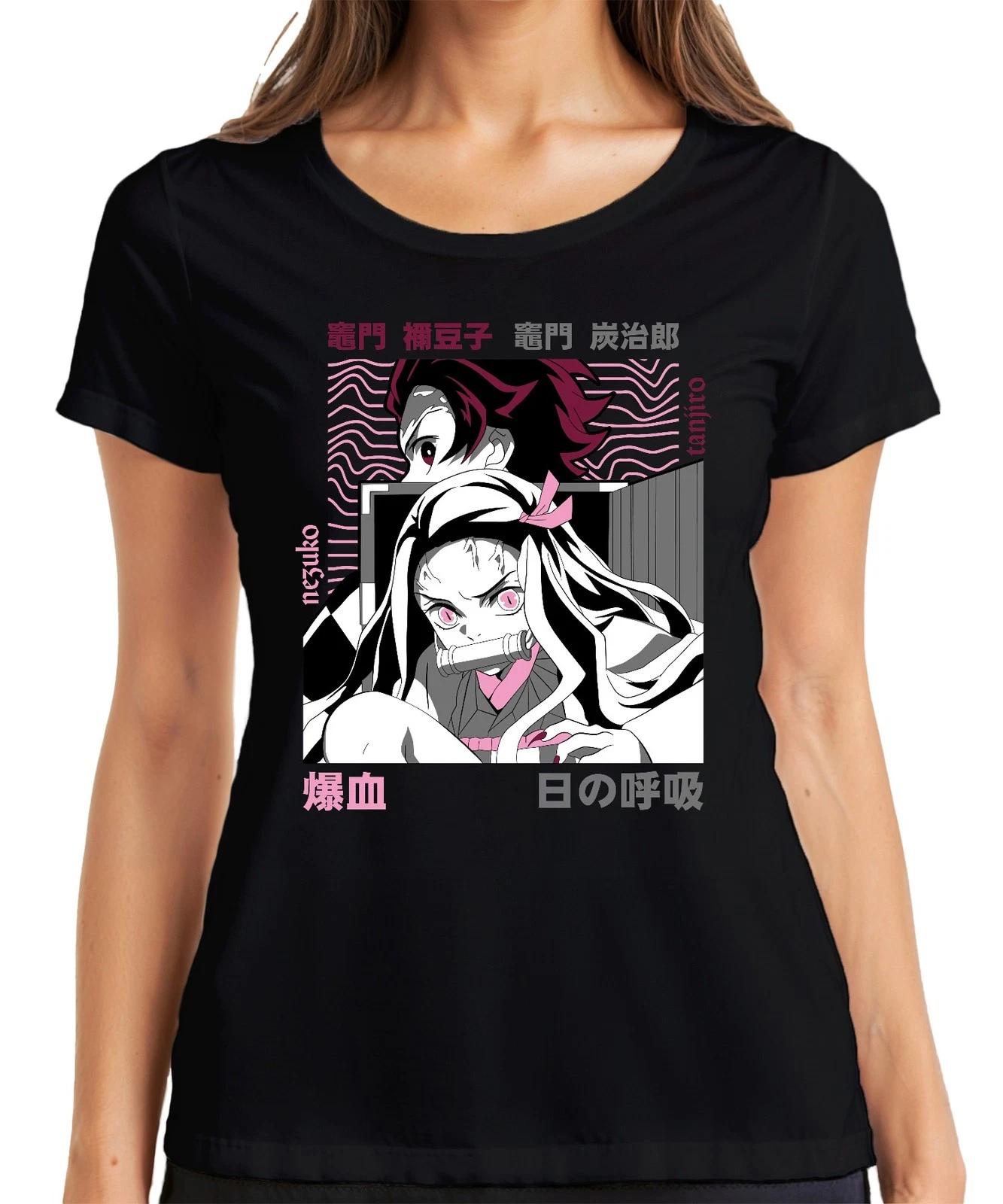 Kimetsu no Yaiba Nezuko Tanjiro Anime Dämonenjäger Japan Y2K Streetwear Pink Dam XXXXL