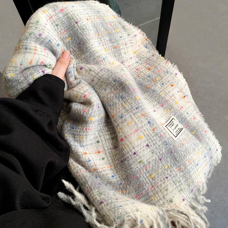 

Плед в крапинку шарф для женщин зимний утеплитель для шеи мягкий студенческий теплый утолщенный универсальный