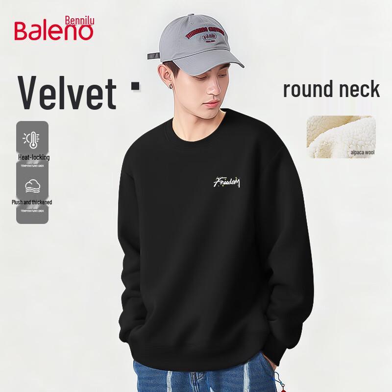 Baleno Men's Heavyweight Alpaca Fleece-Lined Round Neck Sweatshirt