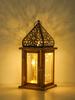 Boho Wooden & Metal Candle Holder Islamic Floral Pattern Lamp Retro Candle Lamp Festive Home Decor Lantern for Ramadan&Eid Gifts