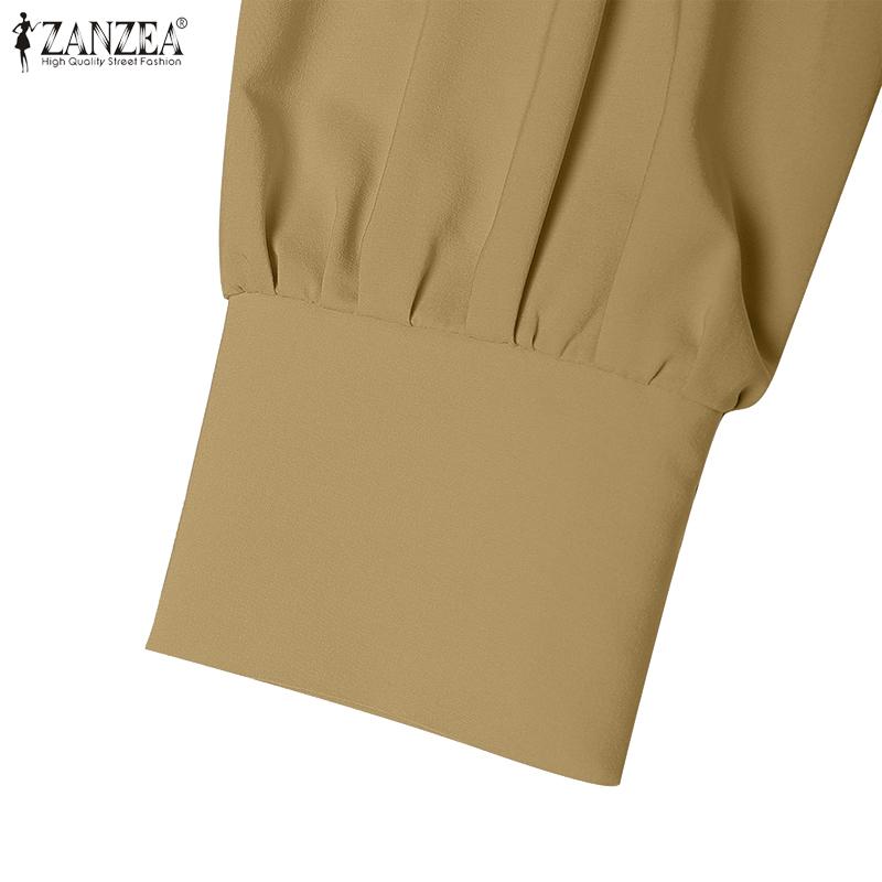 ZANZEA Γυναικείες Καθημερινές Φόρμες με Λαιμόκοψη V, Άνετη Γραμμή, Μακρύ Μανίκι, Φαρδύ Πόδι