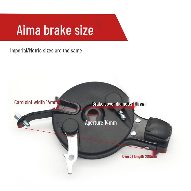 Aima Electric Bicycle Rear Expansion Brake with Lock and Pads for Metric/Inch Models