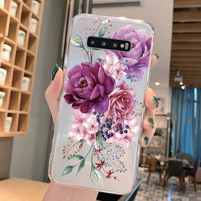 For Samsung Galaxy S9 Plus S9 S10 4G S10e S10 A10 A11 M11 A20 A30 M10A A20e A40 A21S Flowers Plants Clear Daisy Silicone Cover