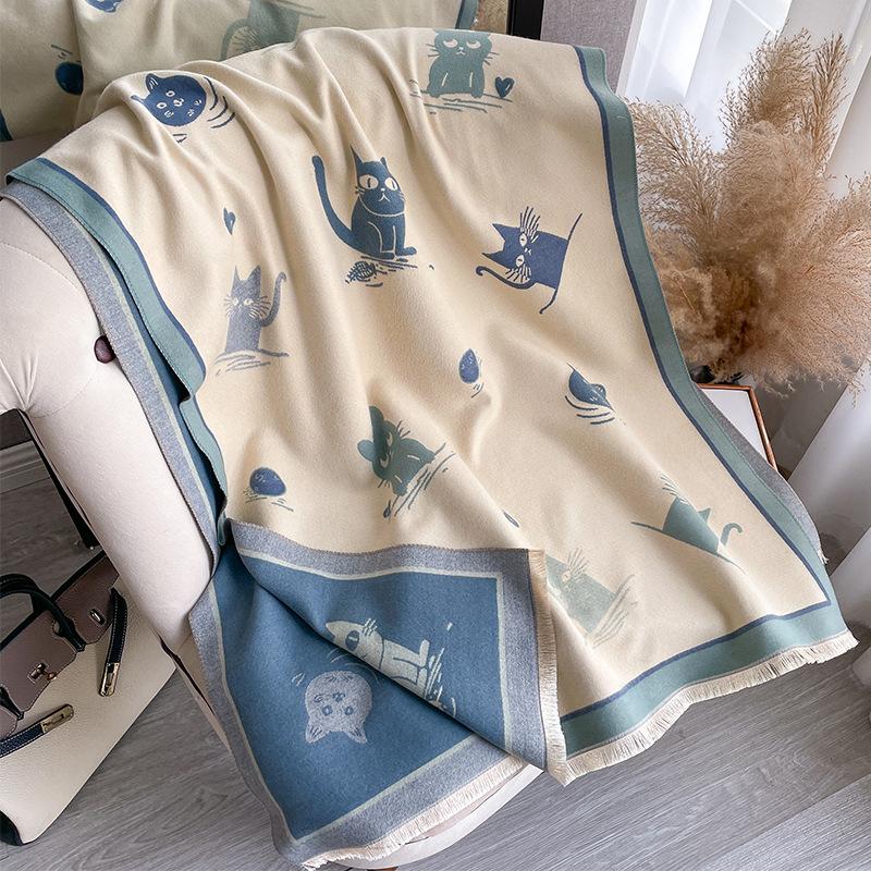 Korean Version Of Fashionable Versatile, Sweet And Cute, Small Fresh And Warm Jacquard Fringed Warm Cashmere Scarf Cover