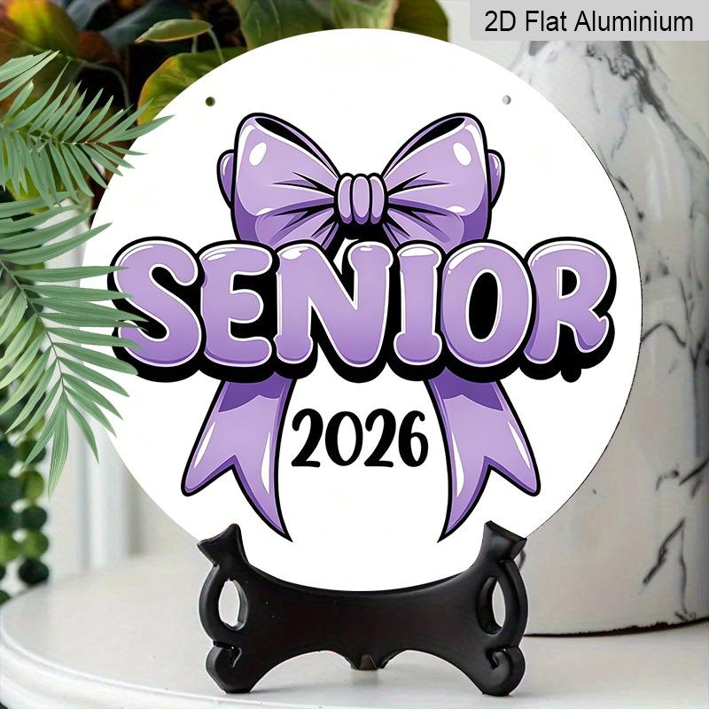 2D Flat Aluminum 2026 Graduation-themed Wall Hanging Is Available in Multiple Sizes and Features A Cute Purple Bow Design, Making It A Perfect Choice