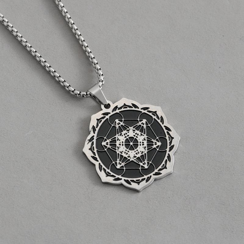 Wisiorek Retro Dysk Sześcioramienna Gwiazda Męska Moda Stal Tytanowa Biżuteria Hip Hop Naszyjnik