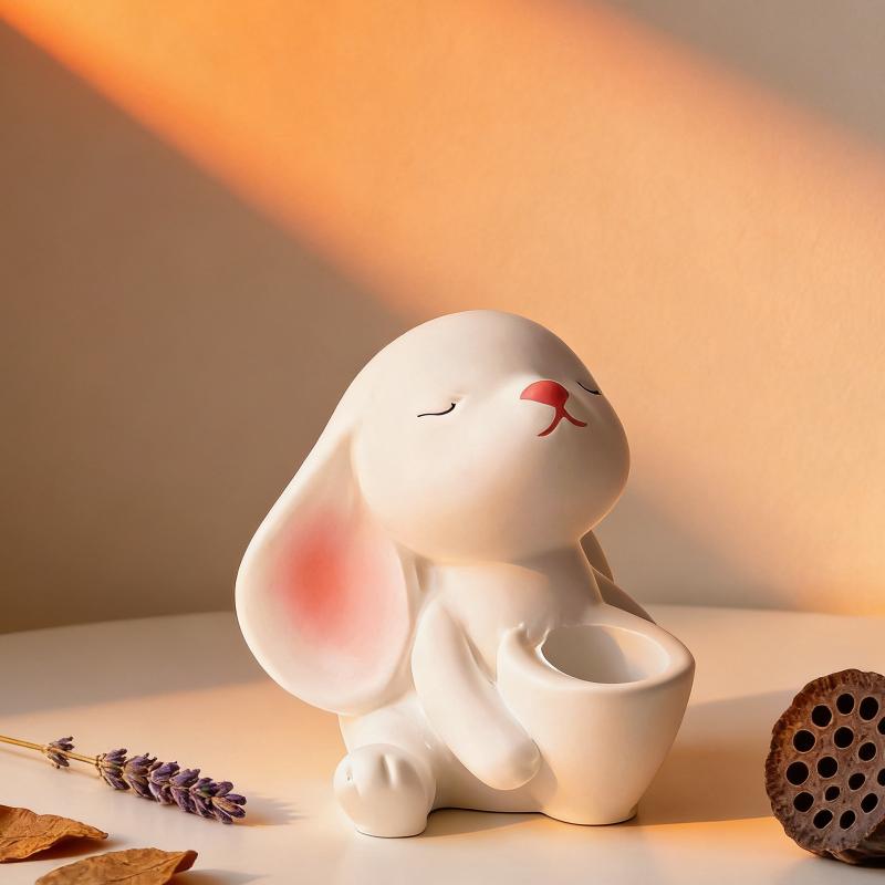 Cute 3D Rabbit Silicone Mold Bunny Aromatherapy Cup Gypsum Candle Mold Easter DIY Craft Moulds Reusable Handmade Tool Home Decor
