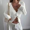 Autumn and winter design sense lace edge long sleeve women's niche chic slim fit comfortable breathable bottoming shirt pure want to wear top