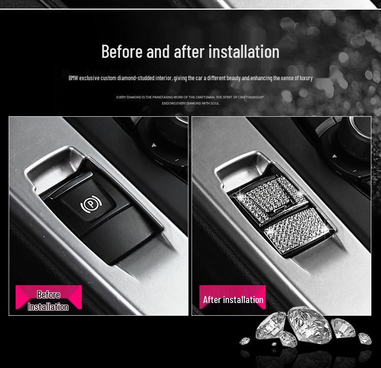 Crystal Diamond Handbrake Button Sticker for 2016-2020 BMW X1 Interior