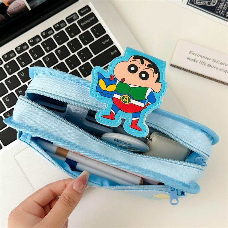 Lovely Anime Bag Cute Crayon Shin-Chan Pencil Case Storage Bags Student Large Capacity Stationery Bags Boys Girls Birthday Gifts