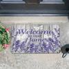 Lavender Welcome Entrance Door Mat Purple Flower Floor Rug for Hallway Porch Home Decor Creative Floral Area Foot Pad