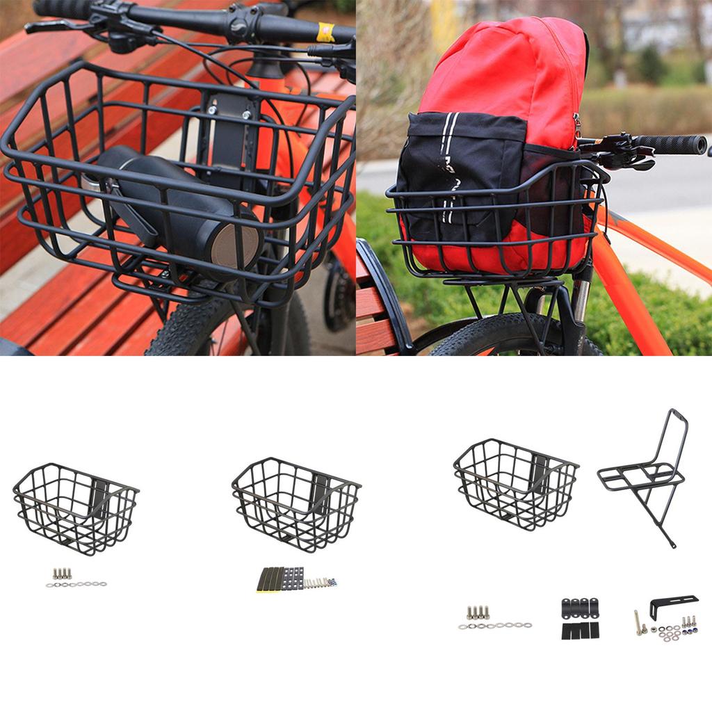 Bike Basket Front Large Capacity Convenient Assemble Aluminum Alloy Sturdy Accessory Black Cargo Container for Pet Transport
