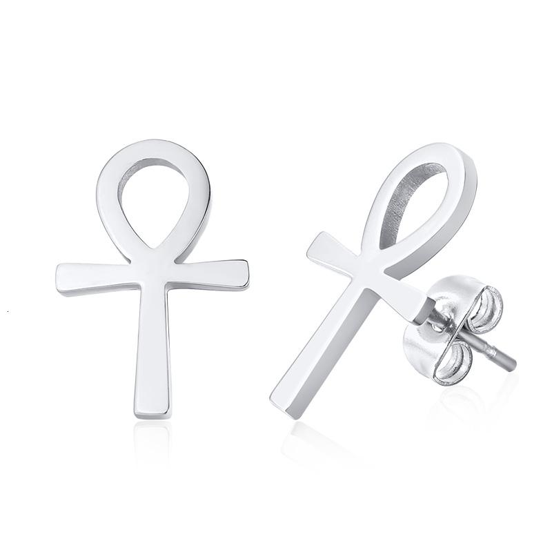 

WOMNE MEN S ANKH CROSS EGYPTIAN STUD EARRINGS STAINLESS STEEL the KEY of LIFE NILE CRUX RASTA EARRINGS серебряный