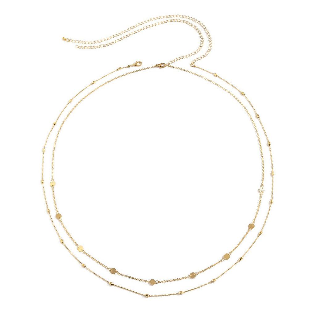 Hip-Hop Style Metal Sequined Snake Bone Waist Chain Set, Sexy Geometric Copper Bead Chain Body Chain