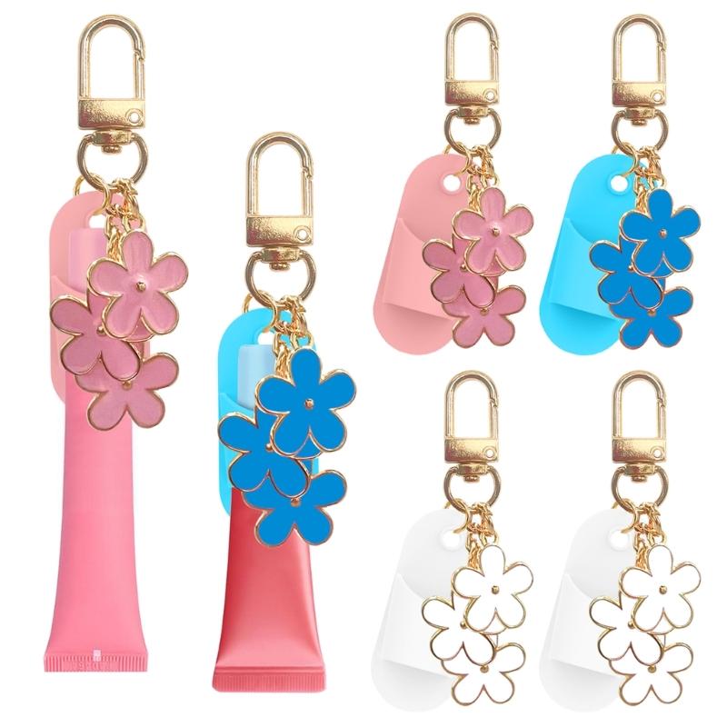 Portable Lip Gloss Keychain Cap Plastic Cosmetic Cover Hanging Holder Decoration Pendant For Keys On The Go