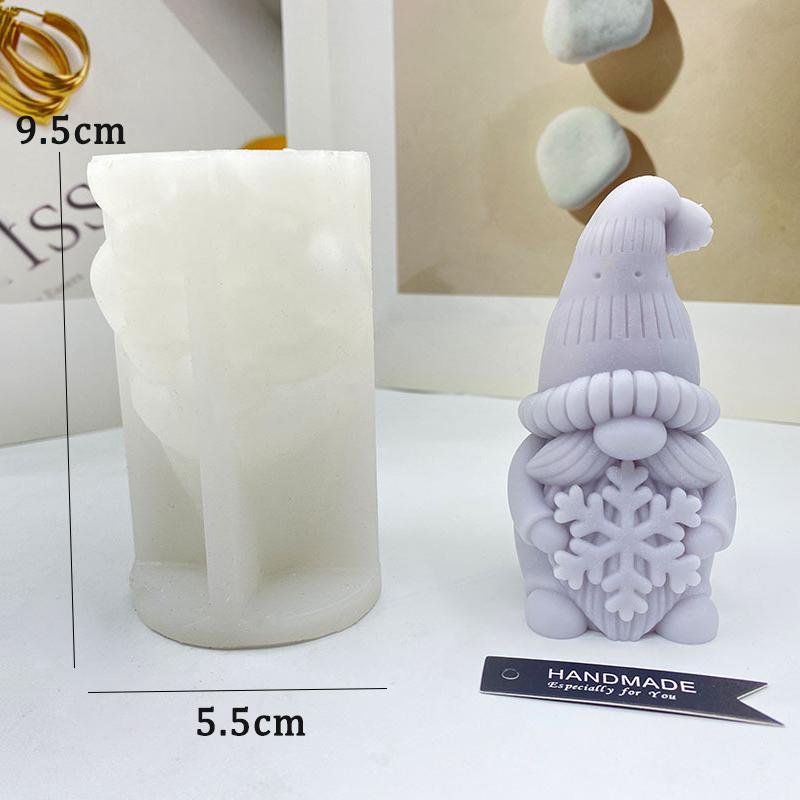 3D Dwarf Santa Claus Candle Silicone Mold Wreath Bearded Santa Aroma Candle Plaster Soy Wax Making Mould Xmas Decor Friends Gift