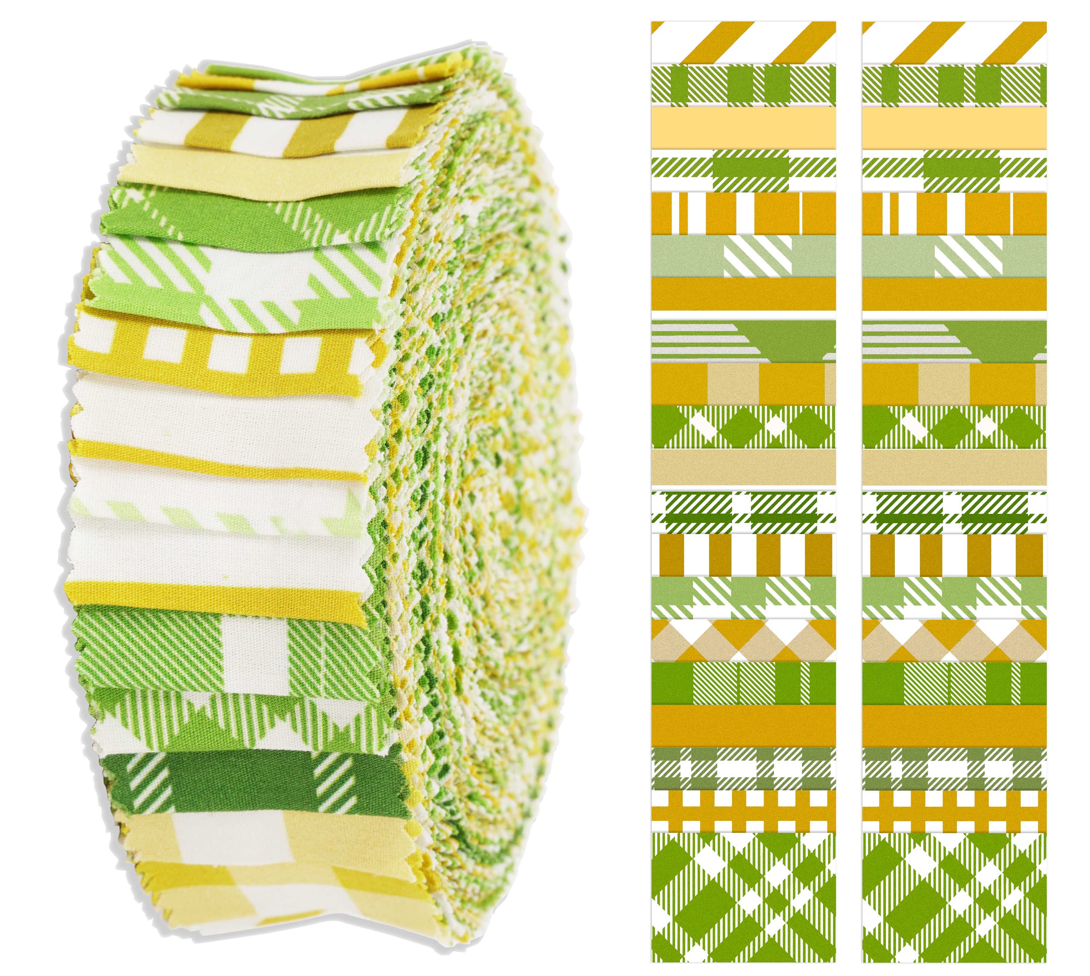 

Soimoi, 40 шт. бавовняної тканини, попередньо нарізаної, для стьобання, 2,5x42 дюйма, желейний рулет - світло-зелений і гірчичний 1.5x42 inches