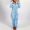 2024 Trendy Europese & Amerikaanse Fleece-Gevoerde Hooded Jumpsuit Pyjama voor Dames