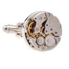 Used [New] Rockyu Cufflinks Men's Stylish Silver Watch Cuffs Mechanical Round Cufflinks Circular Antique Watch Amethyst Zirconia Stainless Steel